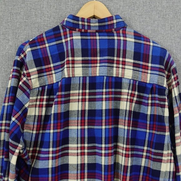 The American Outdoorsman XL Flannel Shirt Blue Red Plaid Long Sleeve Cotton - Picture 4 of 6